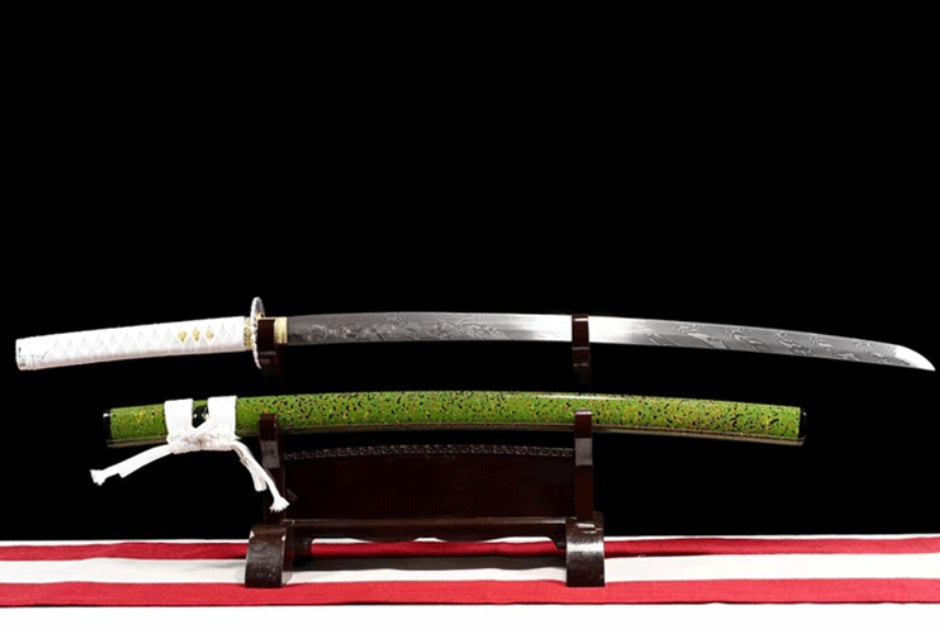 “Verdant” Anime Style Katana - Forged from 304 Stainless Steel, Lacquered Wood Sheath, 71cm Blade, Perfect for Cosplay & Display