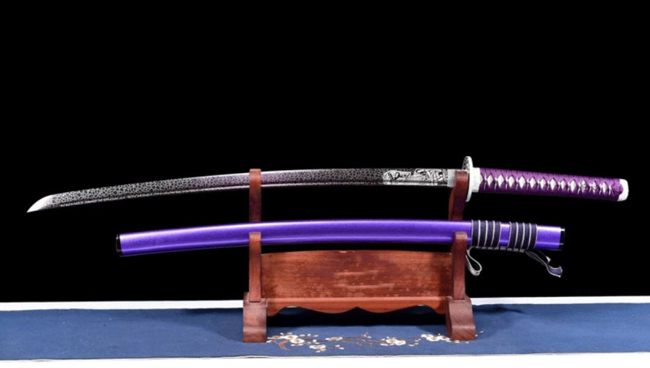 Purple Dragon Movie Katana, Forged Medium Carbon Steel, 71.3cm Blade with Lacquered Wood Saya, 1.3kg Collectible Display Piece