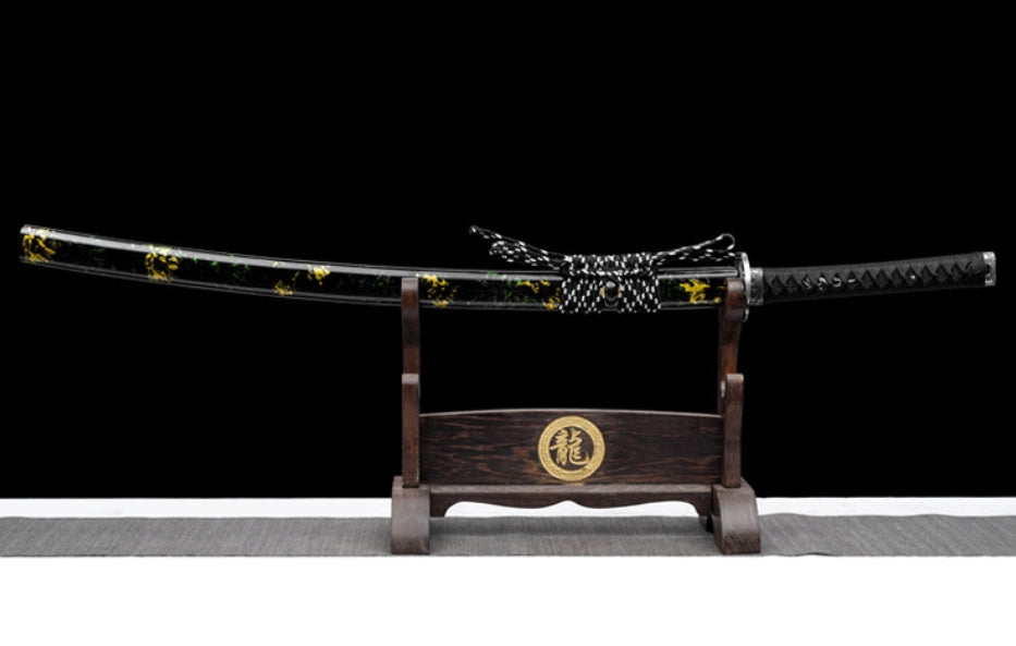 Dragon You Onikiri Movie Katana, Forged from High Manganese Steel, 70cm Blade with 0.75cm Thickness, Lacquered Wood Saya, 1.3kg Net Weight