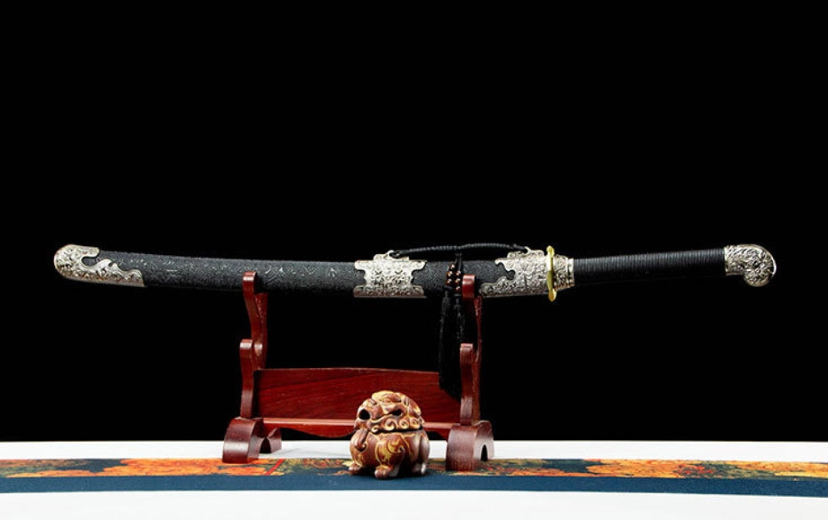 Peony Xiuchun Dao - Chinese Embroidered Spring Sword from Cinema, Leather-Wrapped Wood Sheath, 4.0cm Wide Blade for Collection & Display,Full tang sword, Tameshigiri practice