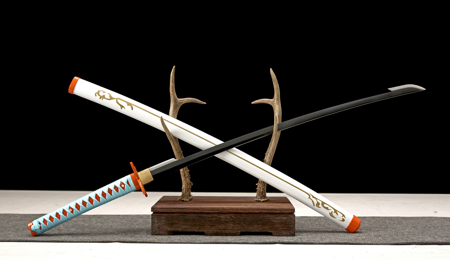 Anime-Inspired White Butterfly Katana – 1045 Carbon Steel, Elegant Lightweight Design