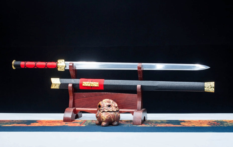 Tian Han Jian, 106cm & 1.25kg, High Manganese Steel Blade with Leather Wood Sheath, Classic Chinese Sword Design