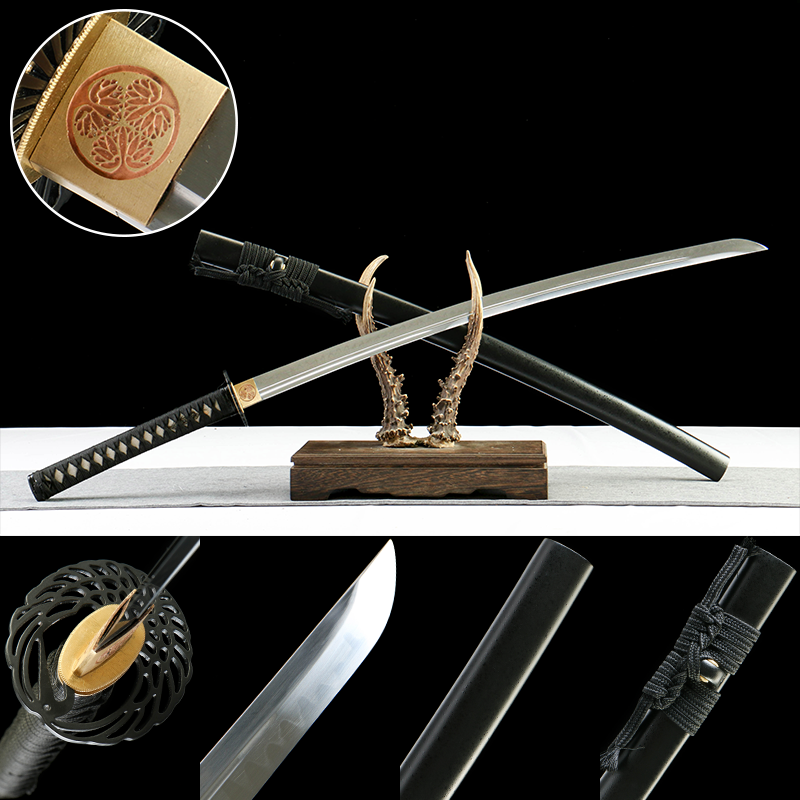 "Abyssal Peacock" T10 Hamon Katana - 28.3" Shadow Blade | Forged Iron Fittings with Obsidian Lacquered Saya | No.670Hand-forged katana