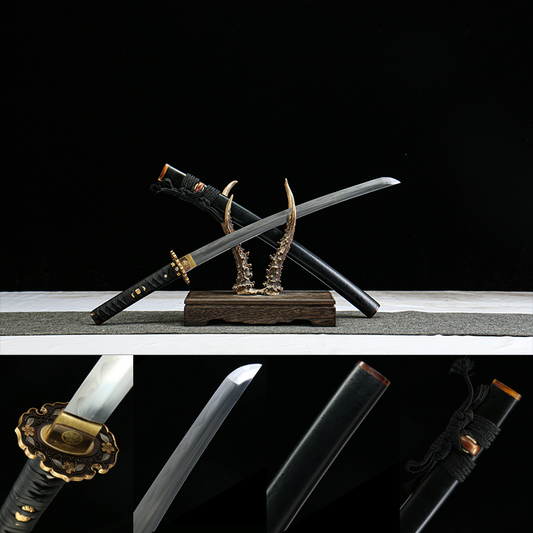 "Orchid Shadow Wakizashi" - 22" Hand-Forged Clay-Tempered Steel | Gilded Copper Fittings & Cedar Saya | No.3050Battle-ready katana