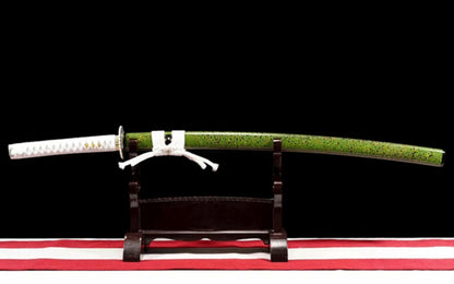 “Verdant” Anime Style Katana - Forged from 304 Stainless Steel, Lacquered Wood Sheath, 71cm Blade, Perfect for Cosplay & Display