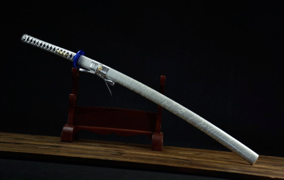 Lightning Samurai Movie Sword, High Manganese Steel Katana, 73cm Blade with Lacquered Wood Saya, 1.2kg Lightweight