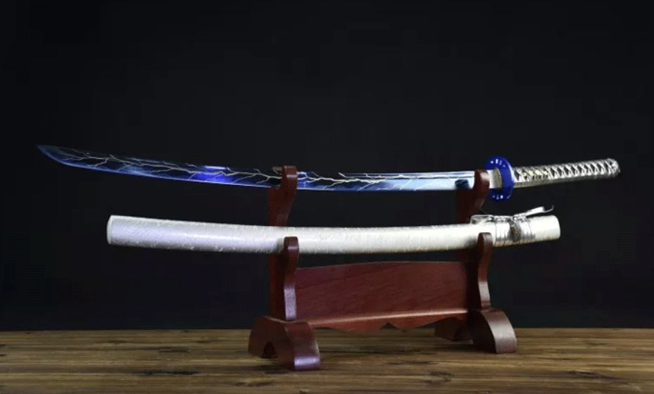 Lightning Samurai Movie Sword, High Manganese Steel Katana, 73cm Blade with Lacquered Wood Saya, 1.2kg Lightweight