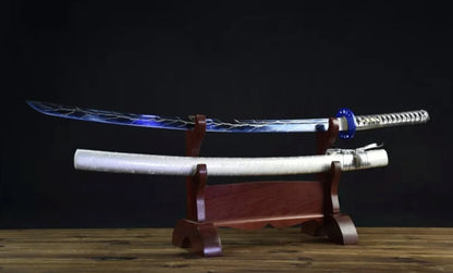Lightning Samurai Movie Sword, High Manganese Steel Katana, 73cm Blade with Lacquered Wood Saya, 1.2kg Lightweight