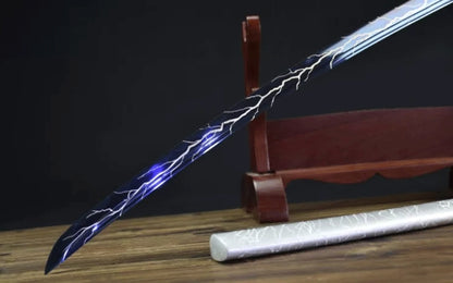 Lightning Samurai Movie Sword, High Manganese Steel Katana, 73cm Blade with Lacquered Wood Saya, 1.2kg Lightweight