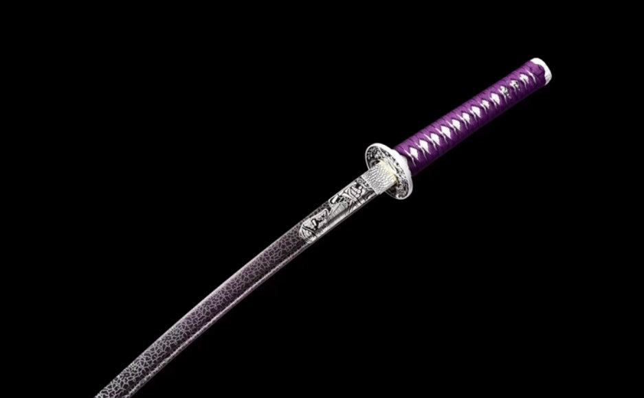 Purple Dragon Movie Katana, Forged Medium Carbon Steel, 71.3cm Blade with Lacquered Wood Saya, 1.3kg Collectible Display Piece
