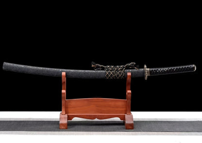 Dragon Across the Seas Movie Katana, Forged with Pattern Steel, 71cm Blade & 103cm Overall, Wood & Leather Sheath for Collection