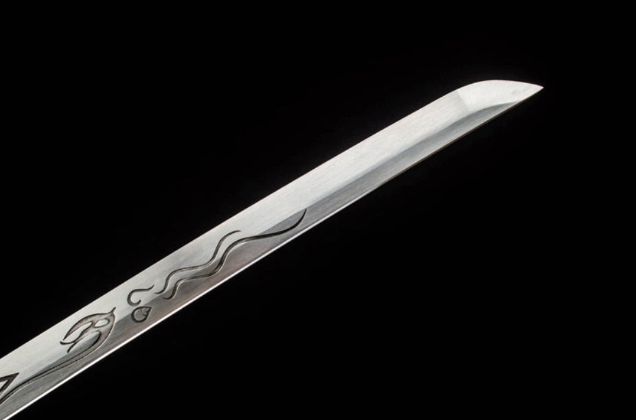 Tang Lion Samurai Movie Sword, Forged High Manganese Steel, 73cm Blade & 0.7cm Thick, Lacquered Wood Sheath, 1.25kg Net Weight