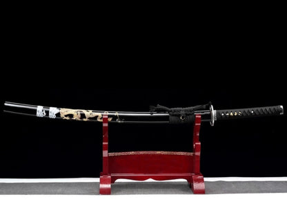 Long Teng Anime Katana, T10 Clay-Tempered Forging, 103cm & 1.1kg, Well-Balanced Lacquered Wood Saya, Display Collectible