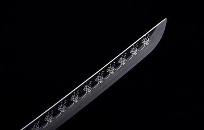 Leng Mo Anime Katana, Spring Steel Blade with Lacquered Wood Saya, 103cm & 1.35kg, Japanese-Style Display Collectible