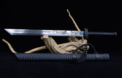 Xuan Pin Black Gold Ancient Dao, Movie-Style Collectible, 56cm High Manganese Steel Blade with PC-ABS PU Leather Sheath, 1.3kg Net Weight