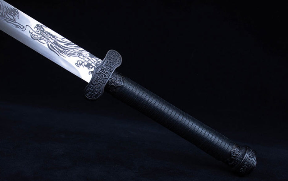 Xuan Pin Black Gold Ancient Dao, Movie-Style Collectible, 56cm High Manganese Steel Blade with PC-ABS PU Leather Sheath, 1.3kg Net Weight