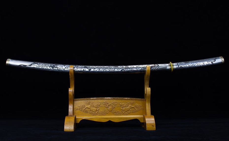 Yun Lan Warrior Katana - Heavy-Duty 0.7cm Blade, Stainless Steel Scabbard, 70.5cm Edge Length, Substantial Feel for Display & Thematic Collection,Full tang sword, Tameshigiri practice