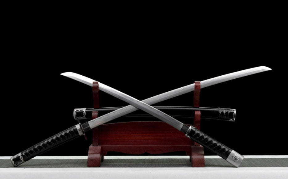 Wind Shadow Dual Swords - Japanese Long & Short Katana Set (100cm & 75cm), Movie Prop Style Twin Blades for Collection & Display,Hand-forged katana
