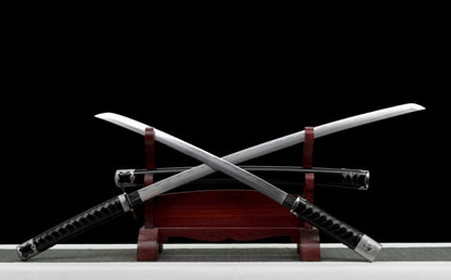 Wind Shadow Dual Swords - Japanese Long & Short Katana Set (100cm & 75cm), Movie Prop Style Twin Blades for Collection & Display,Hand-forged katana