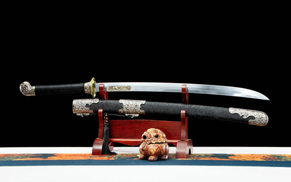 Peony Xiuchun Dao - Chinese Embroidered Spring Sword from Cinema, Leather-Wrapped Wood Sheath, 4.0cm Wide Blade for Collection & Display,Full tang sword, Tameshigiri practice