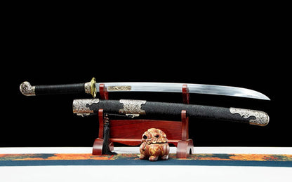 Peony Xiuchun Dao - Chinese Embroidered Spring Sword from Cinema, Leather-Wrapped Wood Sheath, 4.0cm Wide Blade for Collection & Display,Full tang sword, Tameshigiri practice