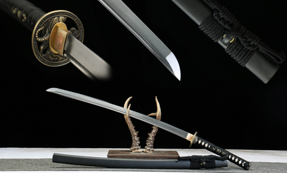 ‌Samurai Sword Series 750 - 0.7cm Thick Clay-Tempered Blade, Blue Birch Wood Sheath - Martial Arts & Display,Battle-ready katana