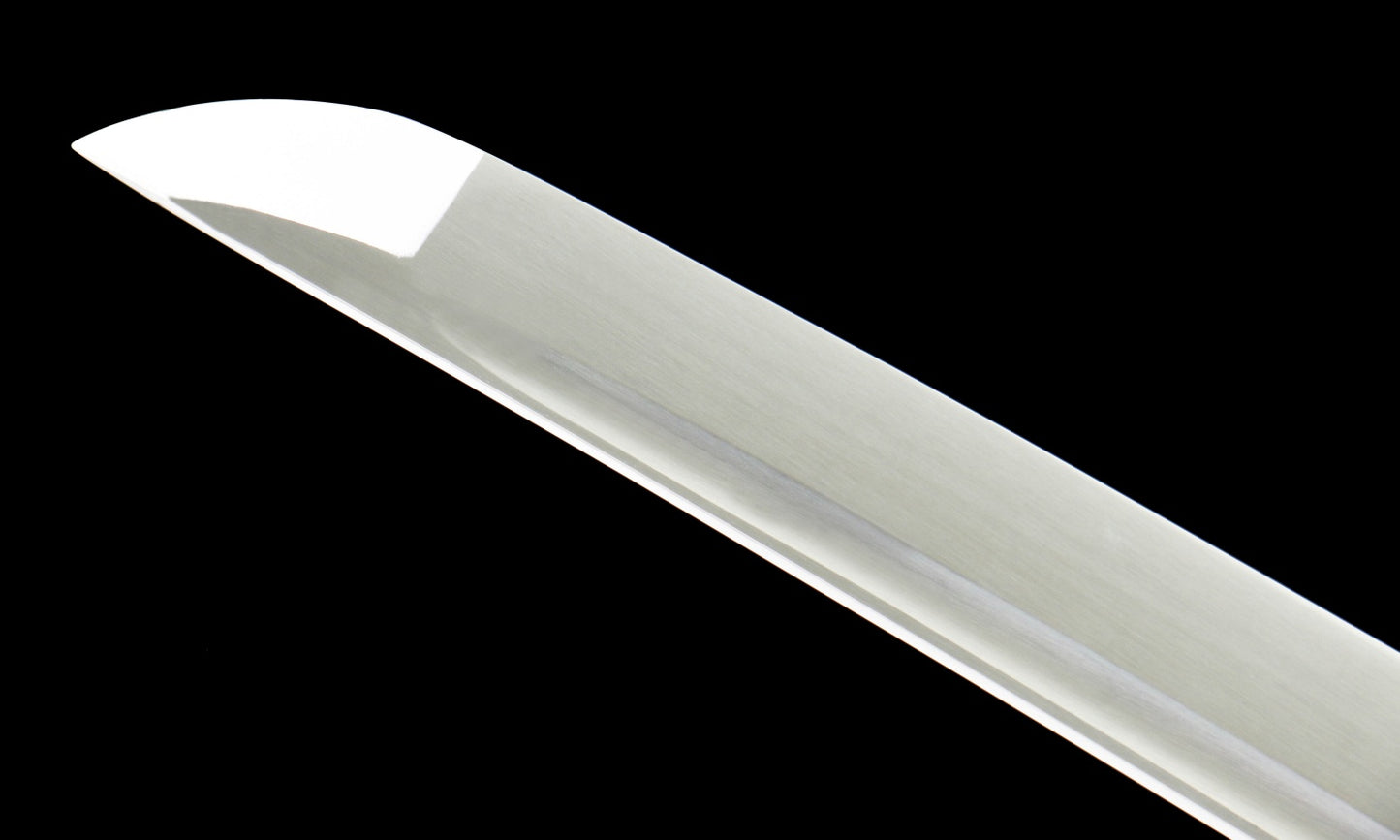 "Akahane" Hand-Forged Katana - 1065 High Carbon Steel Blade/Red-Grained Leatherwood Sheath - 40.5" Overall(28.3" Blade) - Oil Quenched & Tempered - Zinc Alloy Habaki - No.390Battle-ready katana