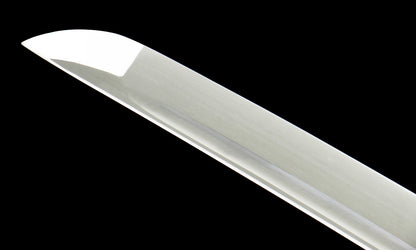 "Akahane" Hand-Forged Katana - 1065 High Carbon Steel Blade/Red-Grained Leatherwood Sheath - 40.5" Overall(28.3" Blade) - Oil Quenched & Tempered - Zinc Alloy Habaki - No.390Battle-ready katana