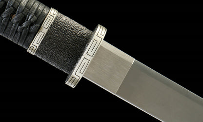 "Night Slash 7650" Japanese Katana - DC53 Steel Blade with Oil Tempering | Ebony Wood Saya & Copper Fittings | Hand-Forged Iaido Sword for Collection,Functional samurai sword