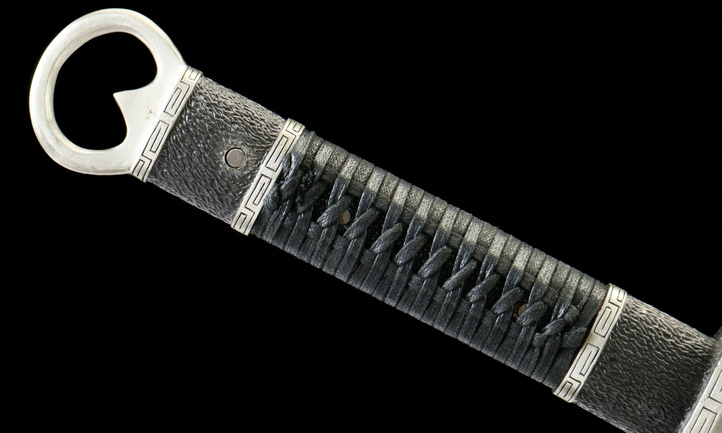 "Night Slash 7650" Japanese Katana - DC53 Steel Blade with Oil Tempering | Ebony Wood Saya & Copper Fittings | Hand-Forged Iaido Sword for Collection,Functional samurai sword