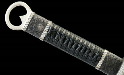 "Night Slash 7650" Japanese Katana - DC53 Steel Blade with Oil Tempering | Ebony Wood Saya & Copper Fittings | Hand-Forged Iaido Sword for Collection,Functional samurai sword