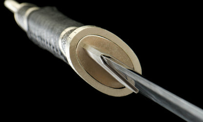 "Night Slash 7650" Japanese Katana - DC53 Steel Blade with Oil Tempering | Ebony Wood Saya & Copper Fittings | Hand-Forged Iaido Sword for Collection,Functional samurai sword