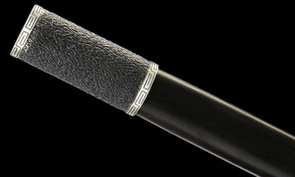 "Night Slash 7650" Japanese Katana - DC53 Steel Blade with Oil Tempering | Ebony Wood Saya & Copper Fittings | Hand-Forged Iaido Sword for Collection,Functional samurai sword