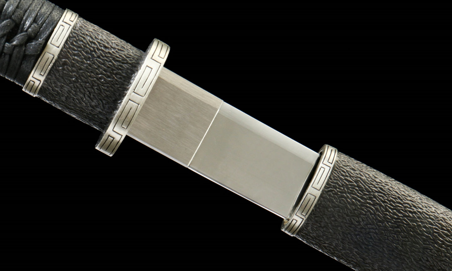 "Night Slash 7650" Japanese Katana - DC53 Steel Blade with Oil Tempering | Ebony Wood Saya & Copper Fittings | Hand-Forged Iaido Sword for Collection,Functional samurai sword