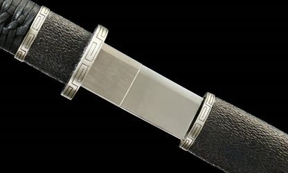 "Night Slash 7650" Japanese Katana - DC53 Steel Blade with Oil Tempering | Ebony Wood Saya & Copper Fittings | Hand-Forged Iaido Sword for Collection,Functional samurai sword