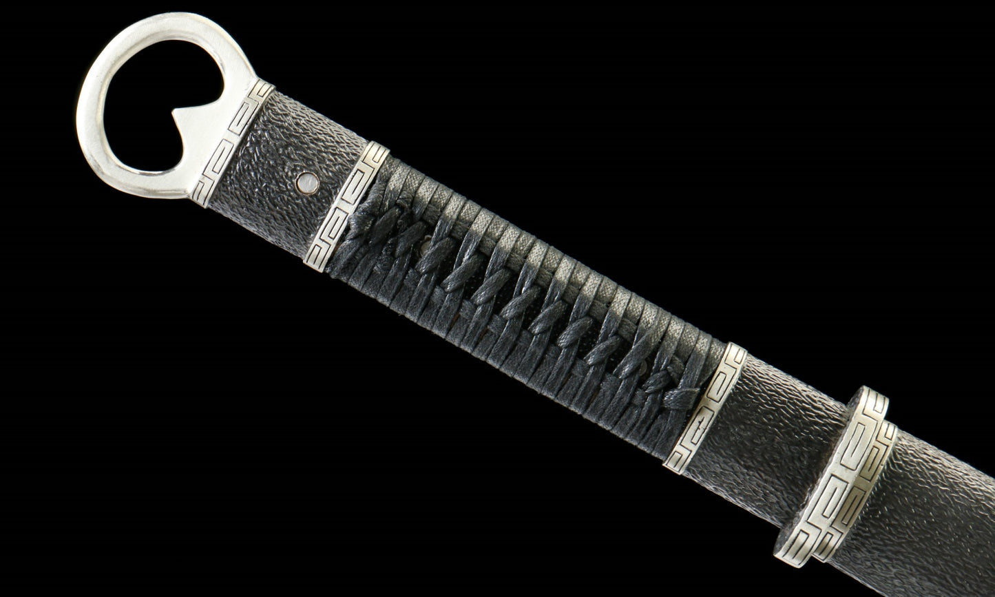 "Night Slash 7650" Japanese Katana - DC53 Steel Blade with Oil Tempering | Ebony Wood Saya & Copper Fittings | Hand-Forged Iaido Sword for Collection,Functional samurai sword