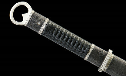 "Night Slash 7650" Japanese Katana - DC53 Steel Blade with Oil Tempering | Ebony Wood Saya & Copper Fittings | Hand-Forged Iaido Sword for Collection,Functional samurai sword