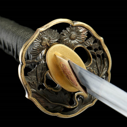 Yogarasu Katana 370 - Oil Quenched 1065 Steel with Raven Feather Hamon,Battle-ready katana