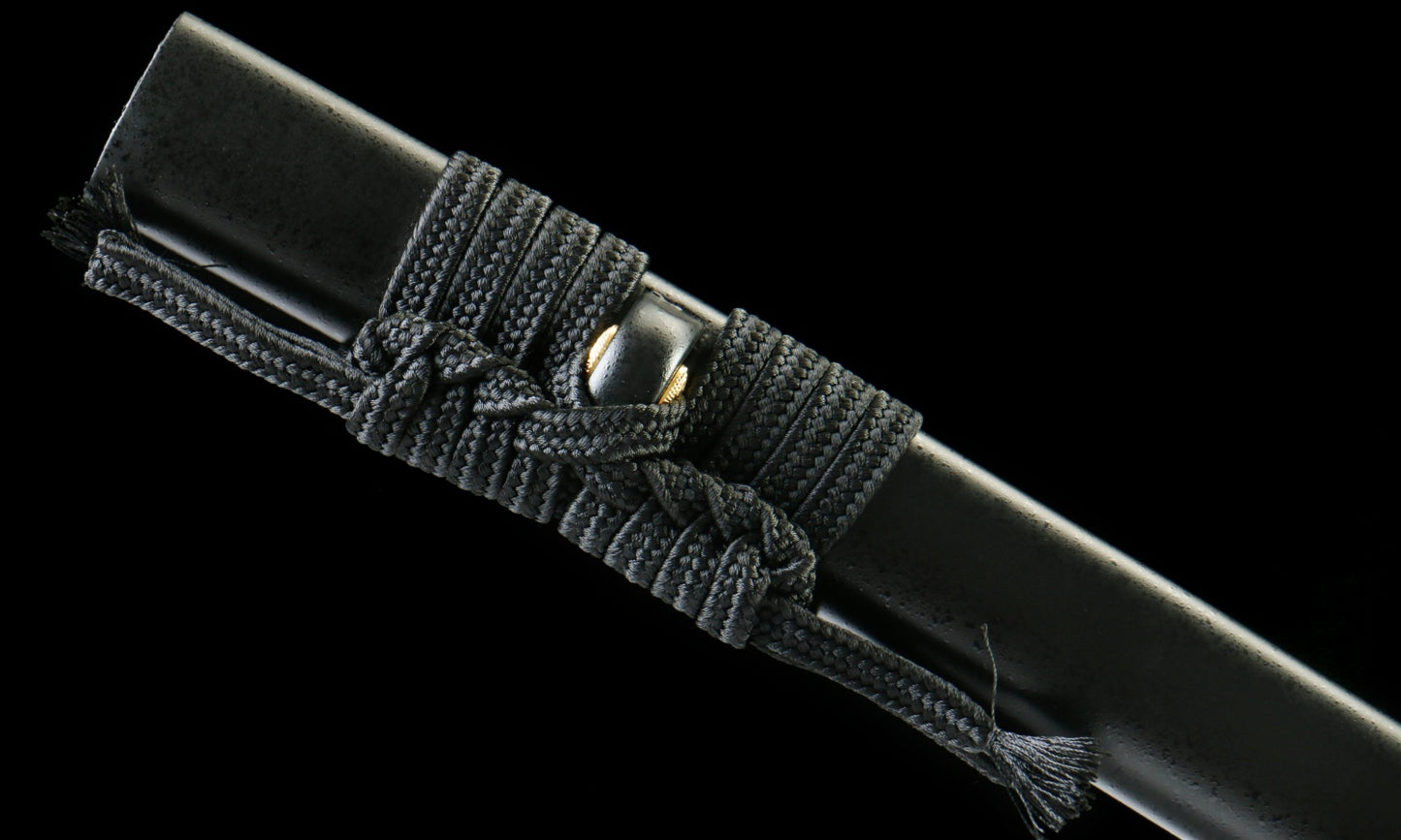 "Abyssal Peacock" T10 Hamon Katana - 28.3" Shadow Blade | Forged Iron Fittings with Obsidian Lacquered Saya | No.670Hand-forged katana