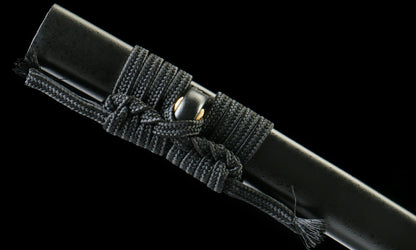 "Abyssal Peacock" T10 Hamon Katana - 28.3" Shadow Blade | Forged Iron Fittings with Obsidian Lacquered Saya | No.670Hand-forged katana