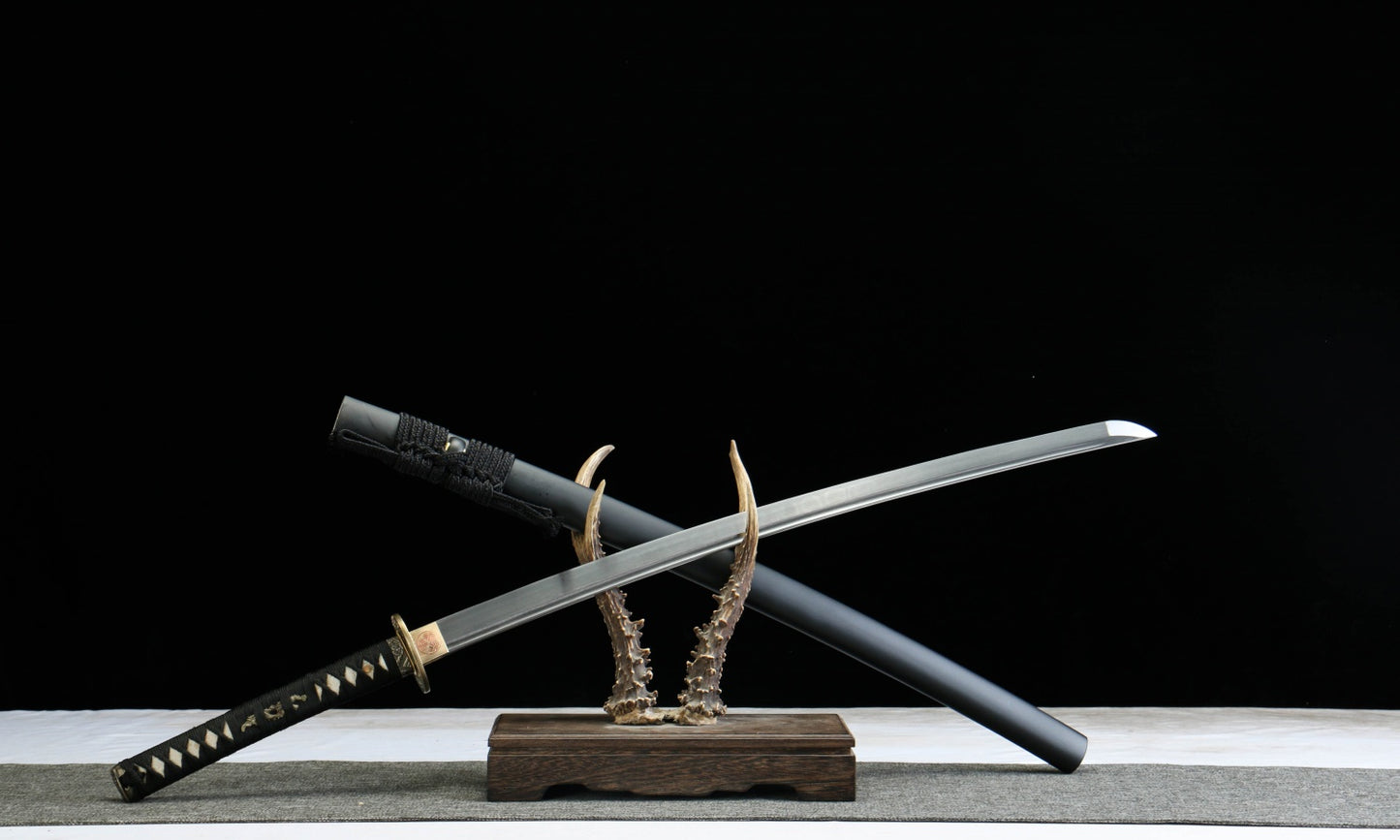 ‌Samurai Sword Series 750 - 0.7cm Thick Clay-Tempered Blade, Blue Birch Wood Sheath - Martial Arts & Display,Battle-ready katana