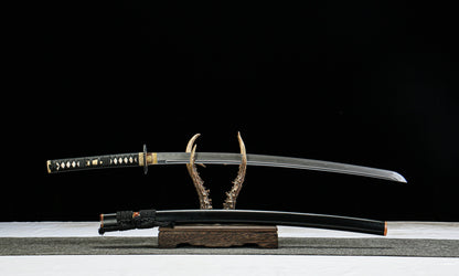 Hand-Forged "Luminous Star" Katana - 28.3" Laminated Steel Blade | Iron Mounts & Cedar Saya | No.2810Hand-forged katana