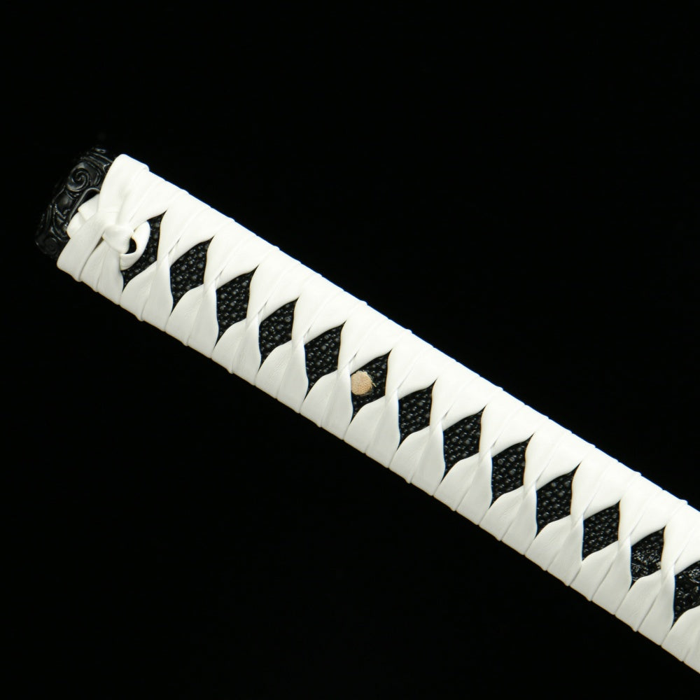 Ghost of Tsushima Katana - T10 Clay Tempered (Yakiba) Blade, Blue Bark Wood Saya, Anime Game Collectible, Model 610,Battle-ready katana