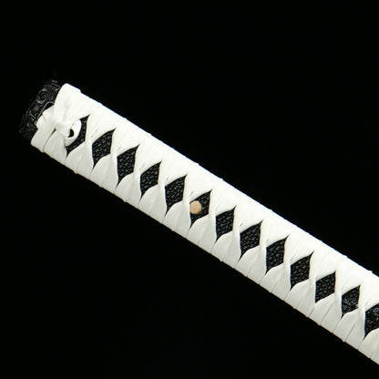 Ghost of Tsushima Katana - T10 Clay Tempered (Yakiba) Blade, Blue Bark Wood Saya, Anime Game Collectible, Model 610,Battle-ready katana