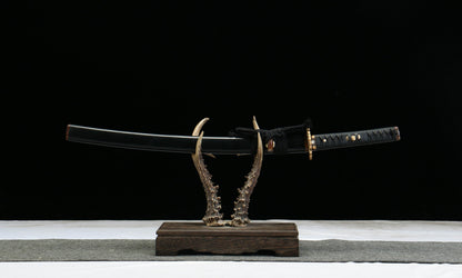"Orchid Shadow Wakizashi" - 22" Hand-Forged Clay-Tempered Steel | Gilded Copper Fittings & Cedar Saya | No.3050Battle-ready katana