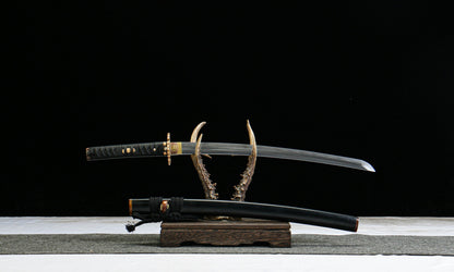 "Orchid Shadow Wakizashi" - 22" Hand-Forged Clay-Tempered Steel | Gilded Copper Fittings & Cedar Saya | No.3050Battle-ready katana