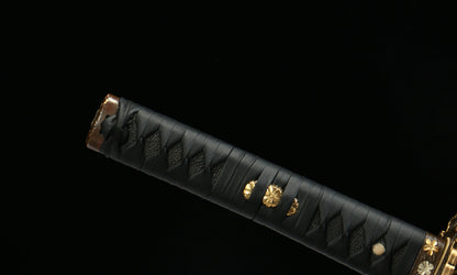 "Orchid Shadow Wakizashi" - 22" Hand-Forged Clay-Tempered Steel | Gilded Copper Fittings & Cedar Saya | No.3050Battle-ready katana