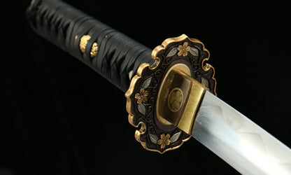 "Orchid Shadow Wakizashi" - 22" Hand-Forged Clay-Tempered Steel | Gilded Copper Fittings & Cedar Saya | No.3050Battle-ready katana