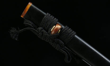 "Orchid Shadow Wakizashi" - 22" Hand-Forged Clay-Tempered Steel | Gilded Copper Fittings & Cedar Saya | No.3050Battle-ready katana