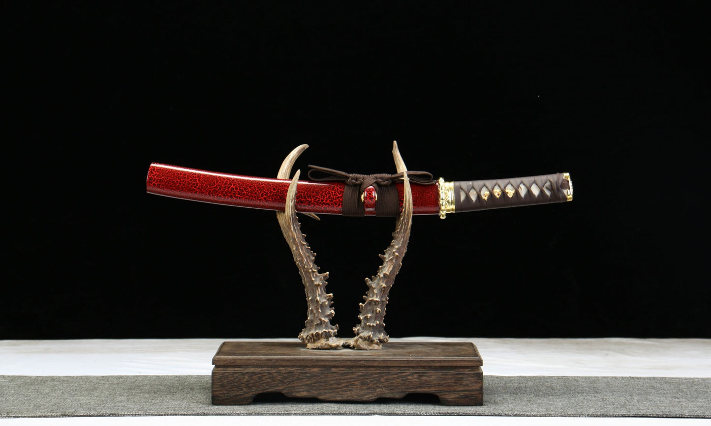 "Celestial Flame" 1065 Steel Wakizashi - 12.6" Oil-Tempered Blade | Zinc Alloy Fittings & Cedar Saya | No.310Hand-forged katana